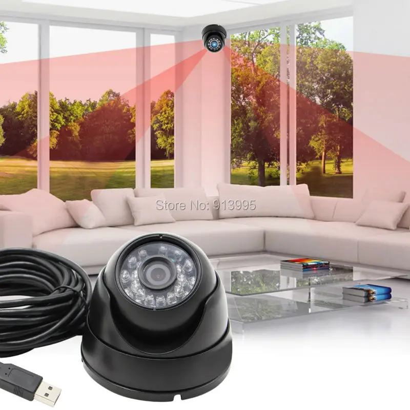 

Waterproof 1.3 Megapixel HD Black MJPEG YUY2 CMOS Low Illumination Low Light 0.01lux Dome Night Vision IR Webcam for home use