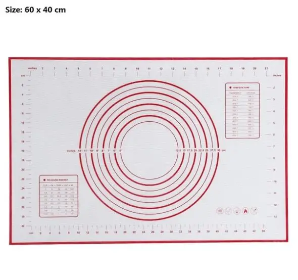 Антипригарный силиконовый коврик для выпечки Кондитерские инструменты для раскатки теста Лист Лайнер противни для выпекания Кондитерские принадлежности Инструменты для украшения торта - Цвет: Red 40 x 60cm