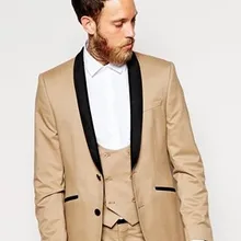 Модные Стиль две кнопки Жених Смокинги для женихов Для мужчин свадебные костюмы для выпускного Жених(куртка+ Брюки для девочек+ жилет) k: 995