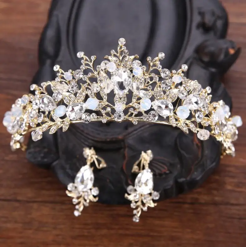 Luxury Pink Gold Pearl Bridal Crowns Handmade Tiara Bride Headband Crystal Wedding Diadem Queen Crown Wedding Hair Accessories 