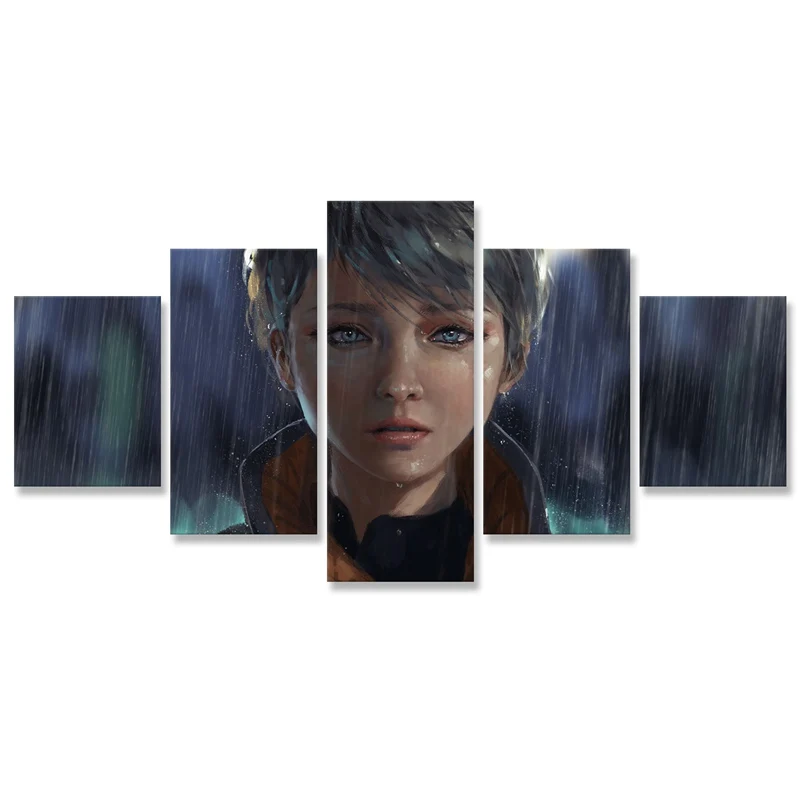 

Game Girl Detroit Become Human Wall Art Painting 5 Panels Posters and Prints Modular Paintings on The Wall