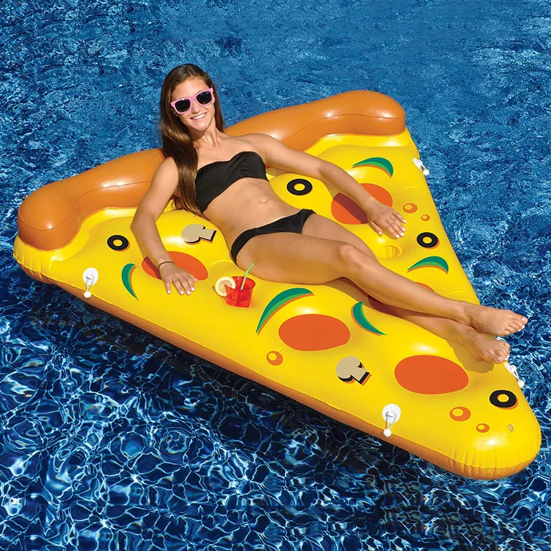 180*150 cm géant gonflable Pizza piscine flotteur été eau jouets en plein Air amusant jouet plage repos chaise longue matelas pneumatique radeau