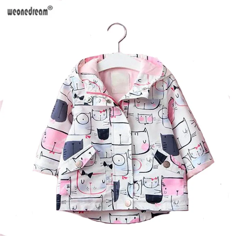 

WEONEDREAM 2018 Hot Girls Autumn Kids Clothes Cartoon Cat Jacket Zipper Cardigan Coat Baby Children Hoodies Sweatshirt