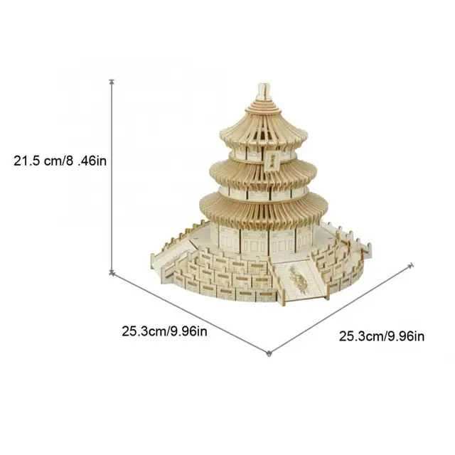 Popular Brain-Building 3D Wooden Beijing Temple of Heaven Model Construction Manual DIY for kids Educational Toys For Kids 3