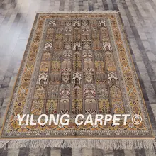 YILONG 5'x8' Handknotted персидский шелковый ковер четыре сезона Isfahan ковер(YHW051B5x8