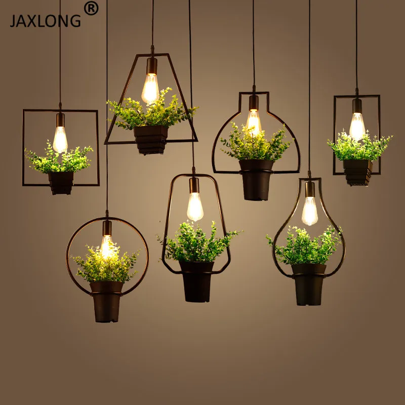 

Modern LED Pendant Light Flower Pot Plant Decor Lighting Light Fixture Loft lustre Hanging Lamp Restaurant Pendant Lamp hanglamp