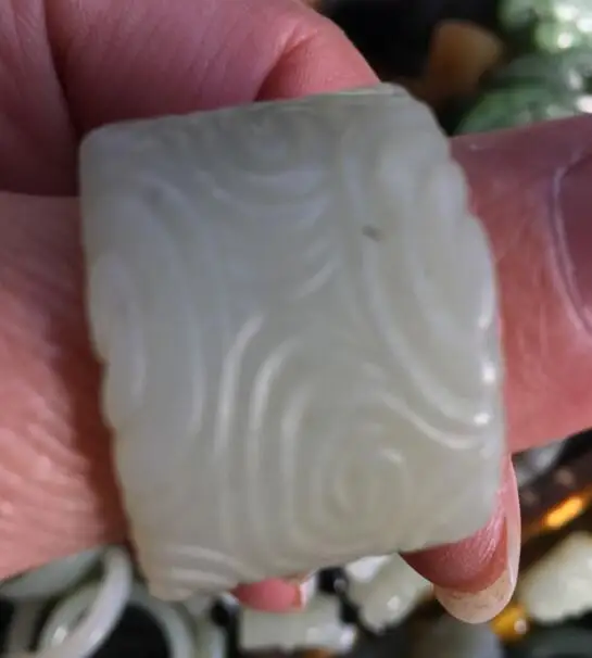 

Free shipping Natural hetian yu Hand carved Beautiful design fine stone hand carved ring