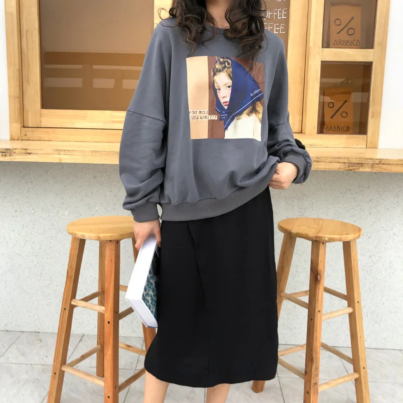 FATIKA новые женские весенние осенние свитшоты из хлопка с рукавом «летучая мышь» с круглым вырезом свободные женские Толстовка Каждодневная