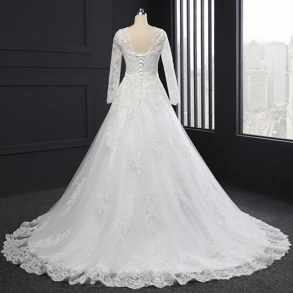 Vintage Long Sleeves Appliques A-Line Wedding Dress | Uniqistic.com