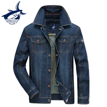 

New Fashion Tace & Shark Denim Jacket Men Spring & Autumn Retro Classic Men's Jeans Jacket Brand Clothing Shark Outerwear