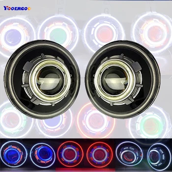 

2 PCS For Jeep Wrangler JK Headlights 7 Inches LED Starry Headlights With Devil Eye & Demon Angel 7 inch LED headlight.
