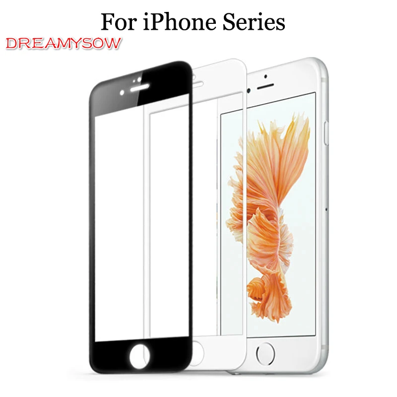 

9H Full cover Tempered Glass Black & White For iPhone X 8 7 6 6s plus 5 5s 5c SE XSMAX XR Screen Protector Protective cover Film