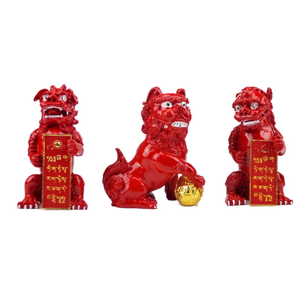 Figurines Foo Dogs Lions Feng Shui En Pierre - 15 Cm, Lot Mâle+femelle, Décoration Intérieure/extérieure