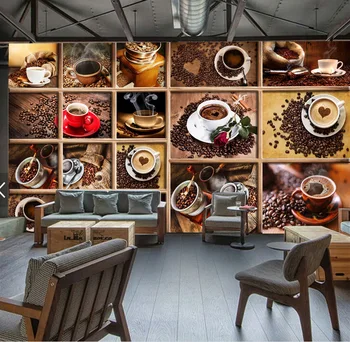 

Bacaz Vintage Coffee Bean Wallpaper Mural for Coffee Cafe Restaurant Hotel Background 3D Wall Mural Wall paper Sticker