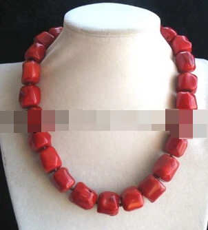 

FREE SHIPPING>>@> A792 wholesale red coral roundel necklace 15-18*15mm 18inch nature beads