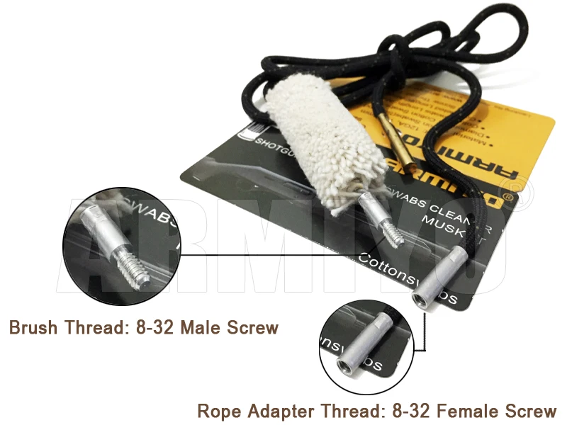 Armiyo тампоны. 22Cal. 22/. 270cal охотничья тактическая винтовка с отверстием для чистки хлопка пистолет для чистки ствола щетка инструмент винт Резьба Размер 8-32