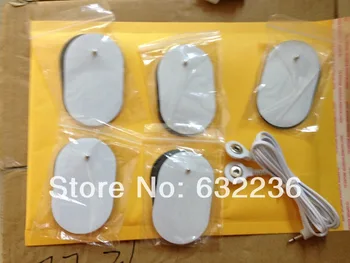 

freeshipping 10pcs/lot7*4CM Self Adhesive Large Electrodes pad +1pc DC 2.5MM 2 in 1 Head electrode wires /cable