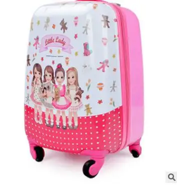 Детский чемодан Дорожный чемодан для девочки тележка чемодан для багажа на колесиках для девочек колесный чемодан тележка сумка для девочек - Цвет: 18 Inch