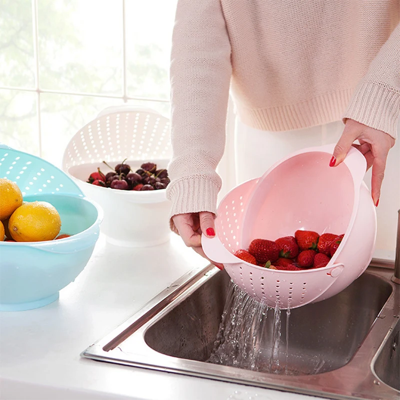 

3 in 1 Kitchen Organizer Fruits And Vegetables Clamshell Drain Basket Storage Washing Draining Basket Kitchen Accessories
