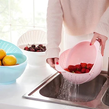 

3 in 1 Kitchen Organizer Fruits And Vegetables Clamshell Drain Basket Storage Washing Draining Basket Kitchen Accessories