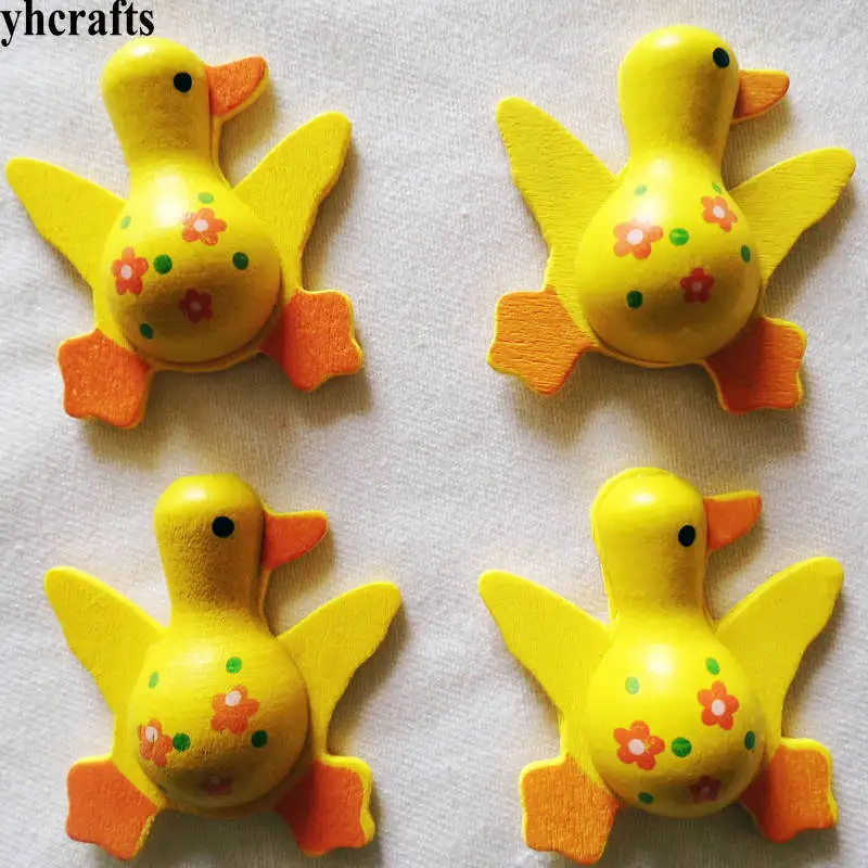 

5PCS/LOT,3D yellow duck wood stickers Spring Easter crafts Kids DIY toys Fridge stickers Kids room wall decal Decorative home
