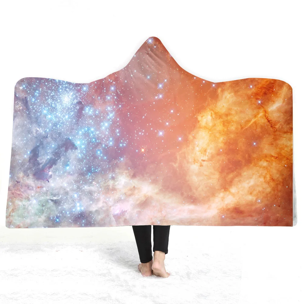 Cosmic Galaxy одеяло с капюшоном, утолщение, 3d принт, пледы, одеяло, диван/кровать/самолет, путешествия, постельные принадлежности, Прямая поставка для дома - Цвет: 40