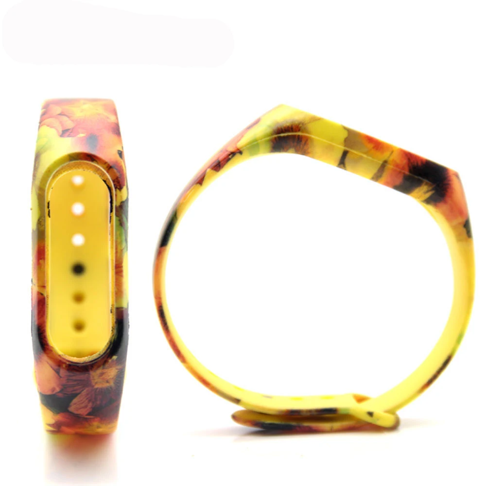 Для mi Band 2 с цветочным принтом сменный ремешок для Xiao mi силиконовые браслеты для mi Band 2 цветной браслет для mi Band 2