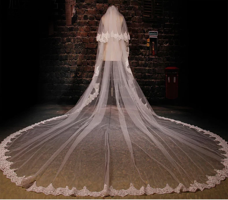 

Don's Bridal Hot Sale 3M-5M Meters Width 2.5 M-3 M Bride Veils With Comb 2 Layer Wedding Veil Weddings Accessories Wedding Veil