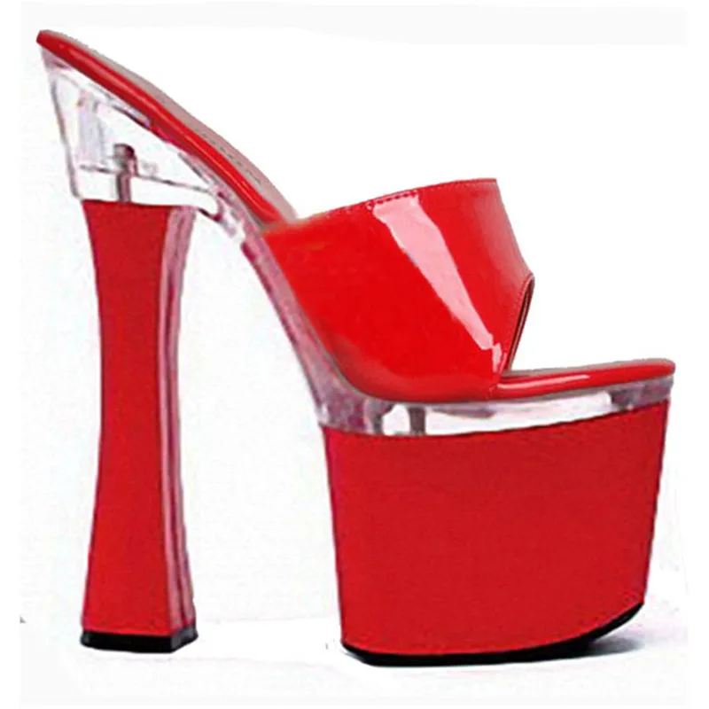 Female 7 Inch High-Heeled Shoes Open Toe Sandals Two Ways Women 18cm Platform Slippers Buckle  High Heel Dance Shoes