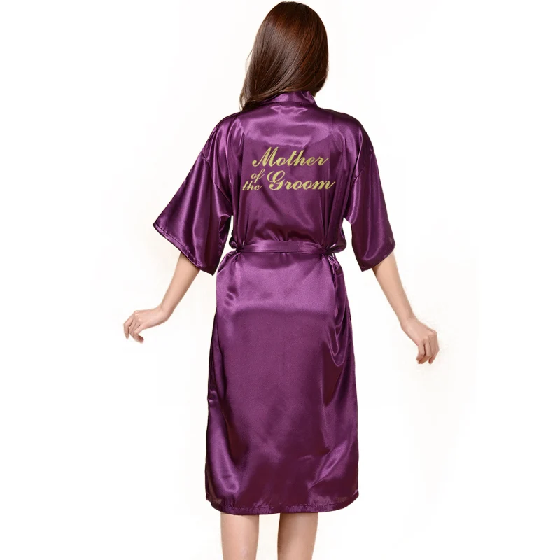TJ01 Большие размеры Gold Золото письмо невесты получить готовый халат Свадебные вечерние подарки халат халаты для женщин - Цвет: Purple Motherofthe G