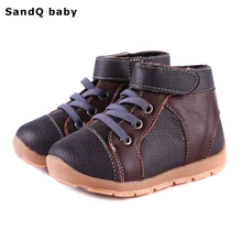 2018 New Autumn Genuine Leather Cotton Padded Boys Boots Fashion High Top Flat Children Sneakers Slip
