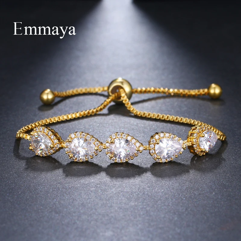 Emmaya модный бренд Роскошный кулон три цвета капли воды регулируемый кристаллический циркониевые браслеты для женщин Элегантность свадебный подарок