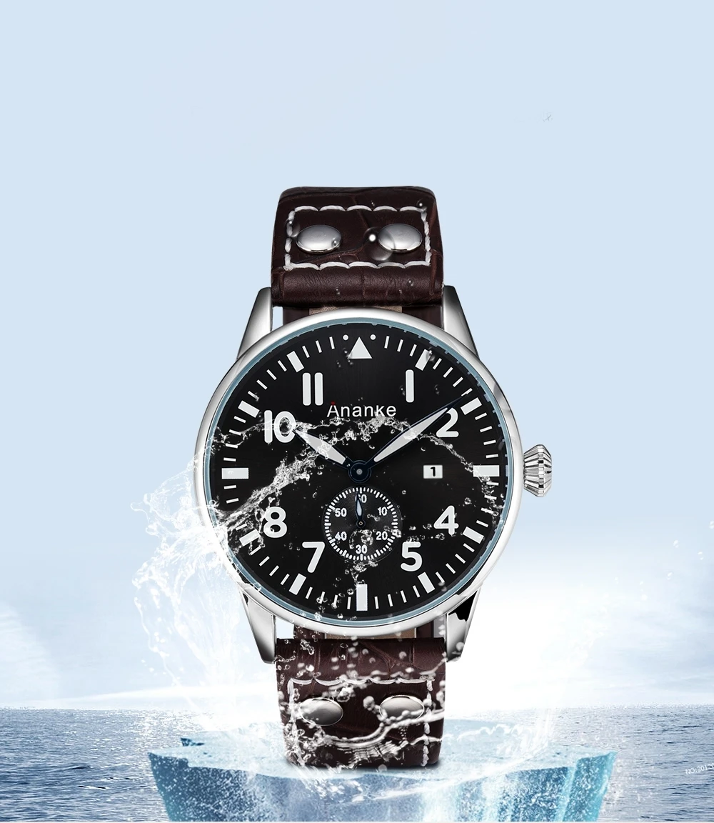 Ananke Мужские часы военные Бизнес водонепроницаемые спортивные кварцевые часы хронограф кожаные часы с датой Relogio Masculino