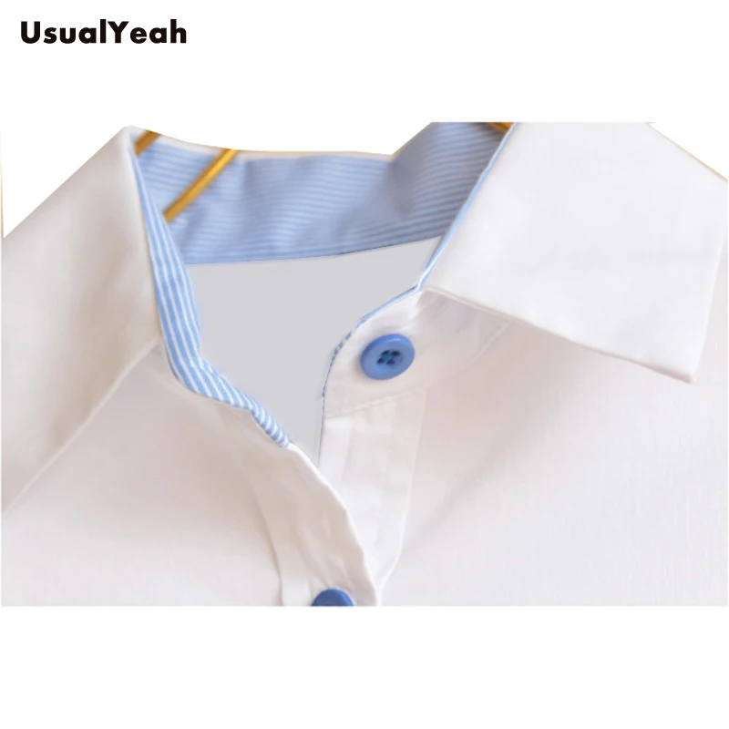 New Lady fashion long sleeve solid OL button shirt turn down collar patchwork body blouse shirts women SY0175 white blue 6