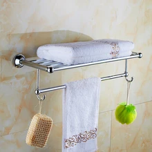 Современный хромированный фиксированный держатель для полотенец с Крючки из нержавеющей стали держатель для полотенец для отель или дом полка для хранения ванной комнаты