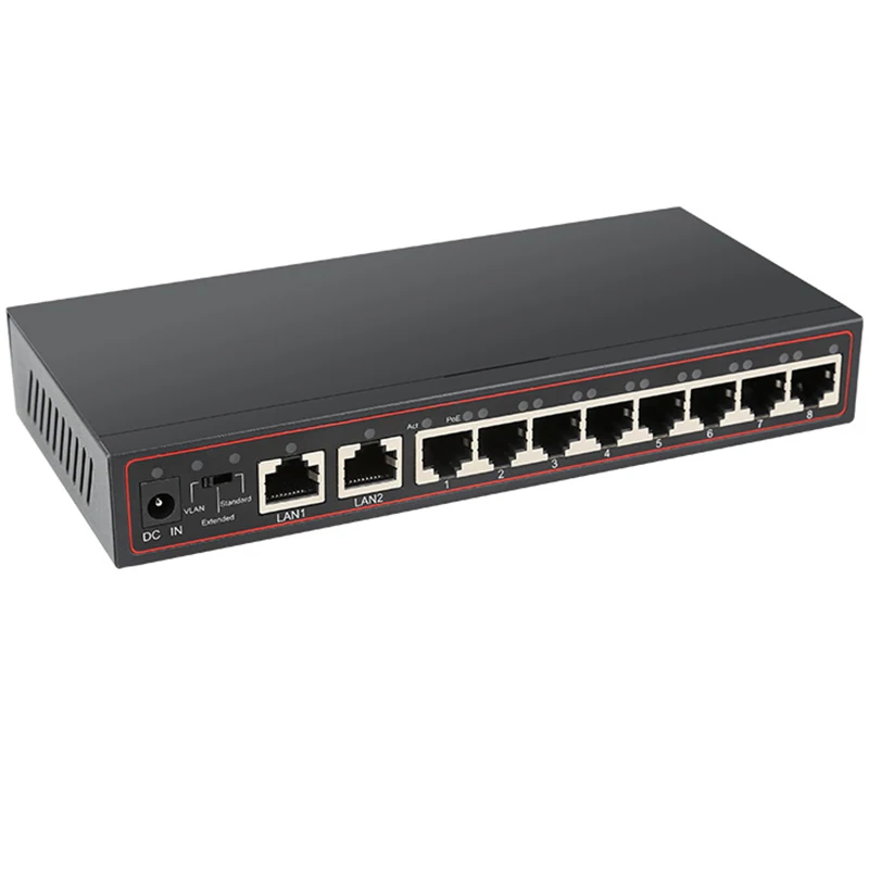Сетевой коммутатор Poe с 10 портами 48 В сетевой Power Over Ethernet 802 3 AF / to для IP