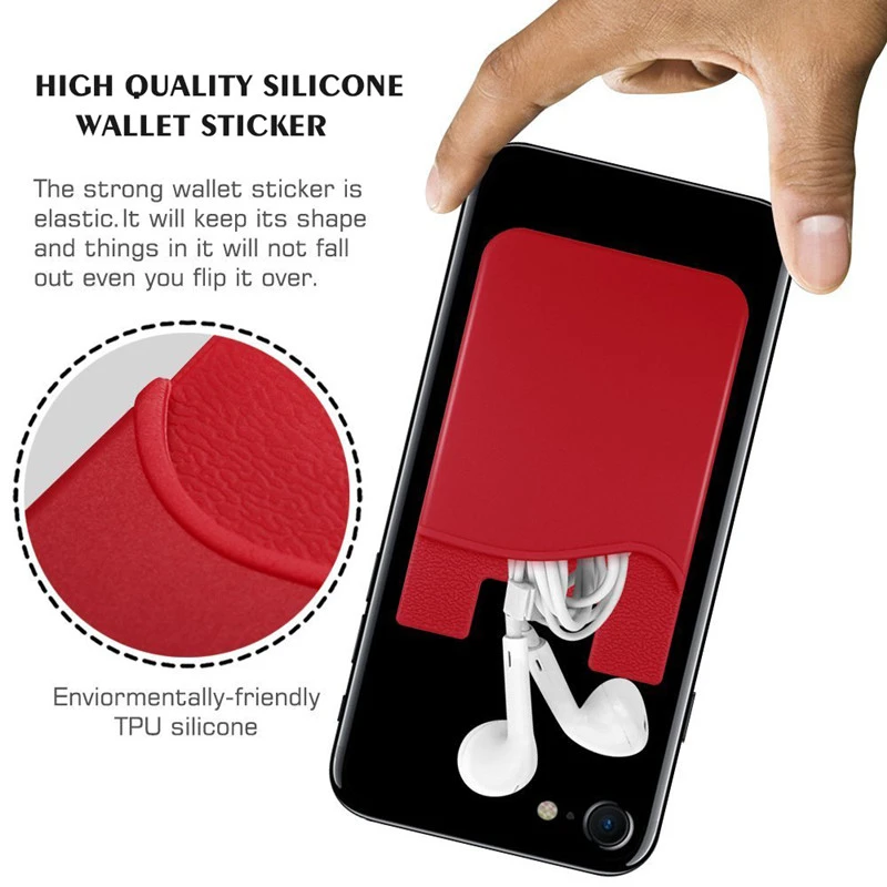 Excellent 500pcs/lot Customized Logo 3M Silicon Wallet Cell Phone Sticker Card Holder Back Smart Wallet for Cell phone Phone Accessory 3