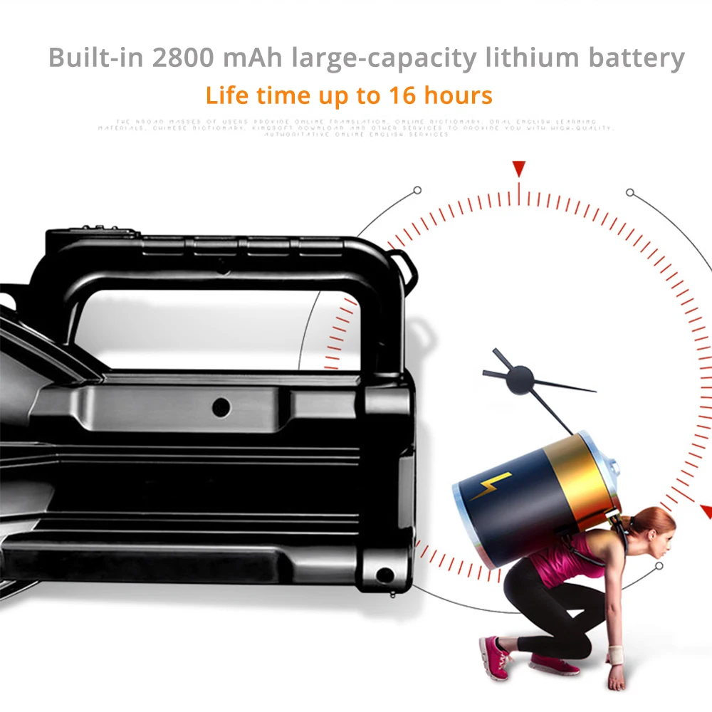 Перезаряжаемый яркий светодиодный фонарь 20 Вт мощный прожектор встроенный литиевый аккумулятор 2800 мАч два режима работы