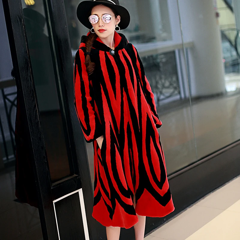 Jupe Motif Imitation Capuche Manteau Nerazzurri Patchwork Black blue green Black Vison Black Black Couleur Vêtements Fourrure Faux And Luxe Red gray Femmes De Avec Vestes Longue Black yellow YY68Pr