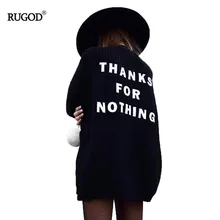 Rugod, осенний модный вязаный кардиган, женский теплый свитер, Женский Повседневный вязаный свитер с вышитыми буквами, женское облегающее пальто