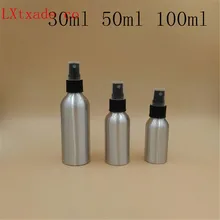 Бесплатная доставка 30 50 100 120 ML пустая Серебряная алюминиевые металлические парфюмерные флаконы с распылителем 1 3,5 4 унции косметические кон...
