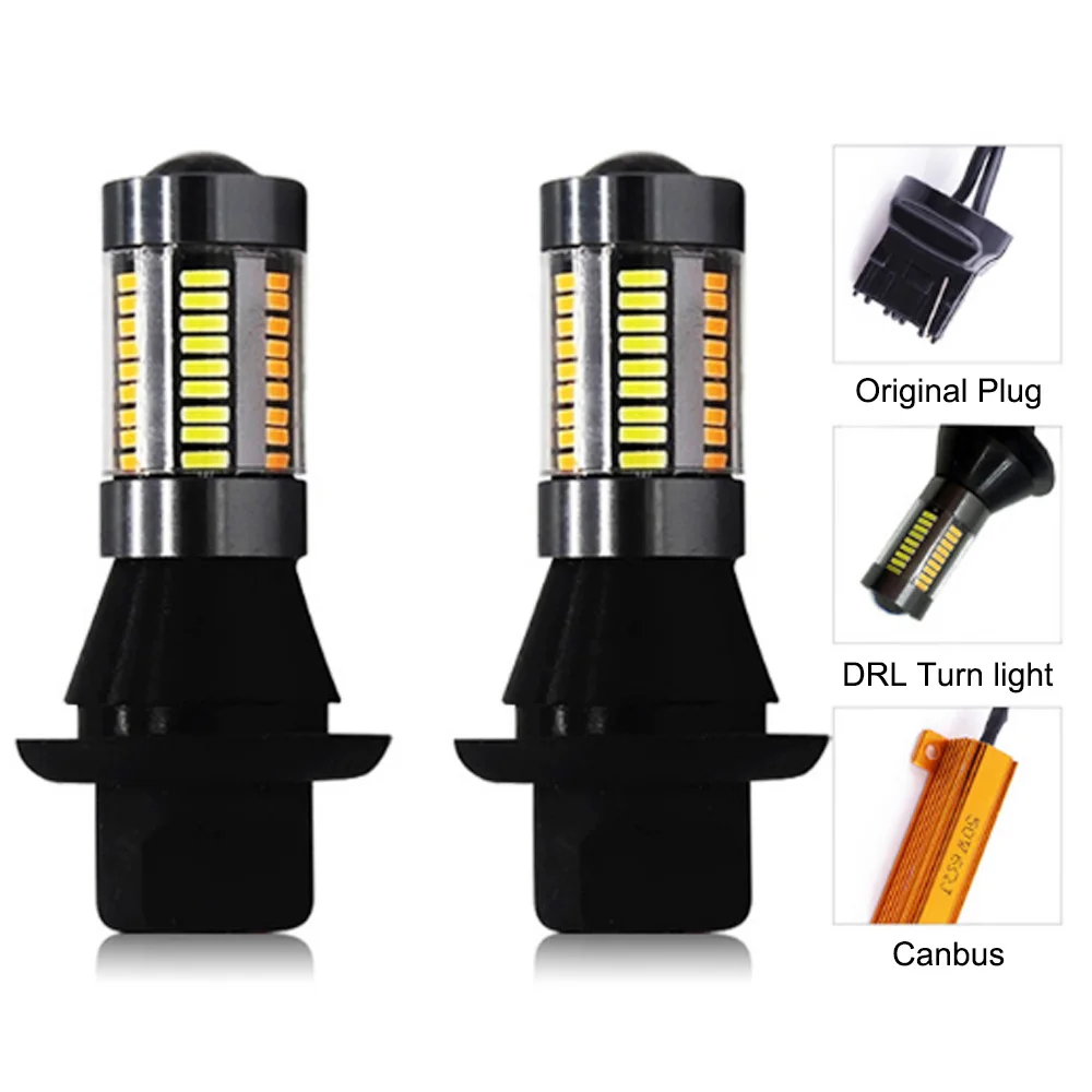 

Dual Color 1156 BA15S/BAU15S T20 7440 LED Bulbs fog lightsTurning Lights DRL 66SMD 4014 White Amber/ice bule Error Free Canbus