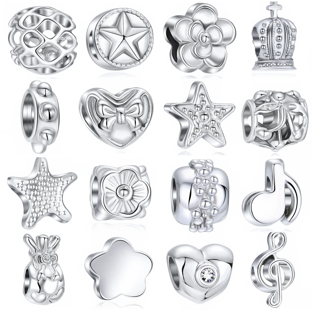 

1PC Making Silver European Charms Beads Fit Brand Bracelet Jewelry Making Tibetan Silver Crystal Spacer Beads not fade