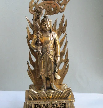 

WBY913+++ 11.5"Tibetan Brass handwork Buddha dragon Sword Fudo Myoo Statue Acalanatha