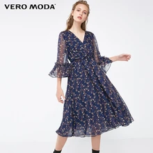 Vero Moda шифоновое платье миди с цветочным принтом и расклешенными рукавами | 31837C510