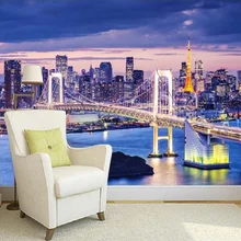 HD красивые обои с городским пейзажем ткань Европейский Стиль Ночной вид обои Гостиная ТВ диван фон настенные покрытия