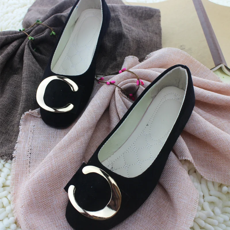 

New Women Shoes Metal Buckle Square Head Women Casual Shoes Non-slip Wear-resistant Comfortable Women Flat Shoes балетки