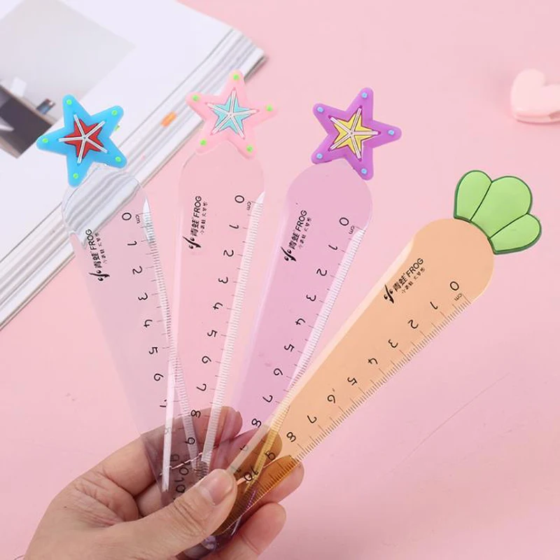 

1 Pcs Cartoon 12cm Carrot Star Transparent Straight Rulers Acrylic Painting Learning Plastic Ruler Bookmark School Stationery