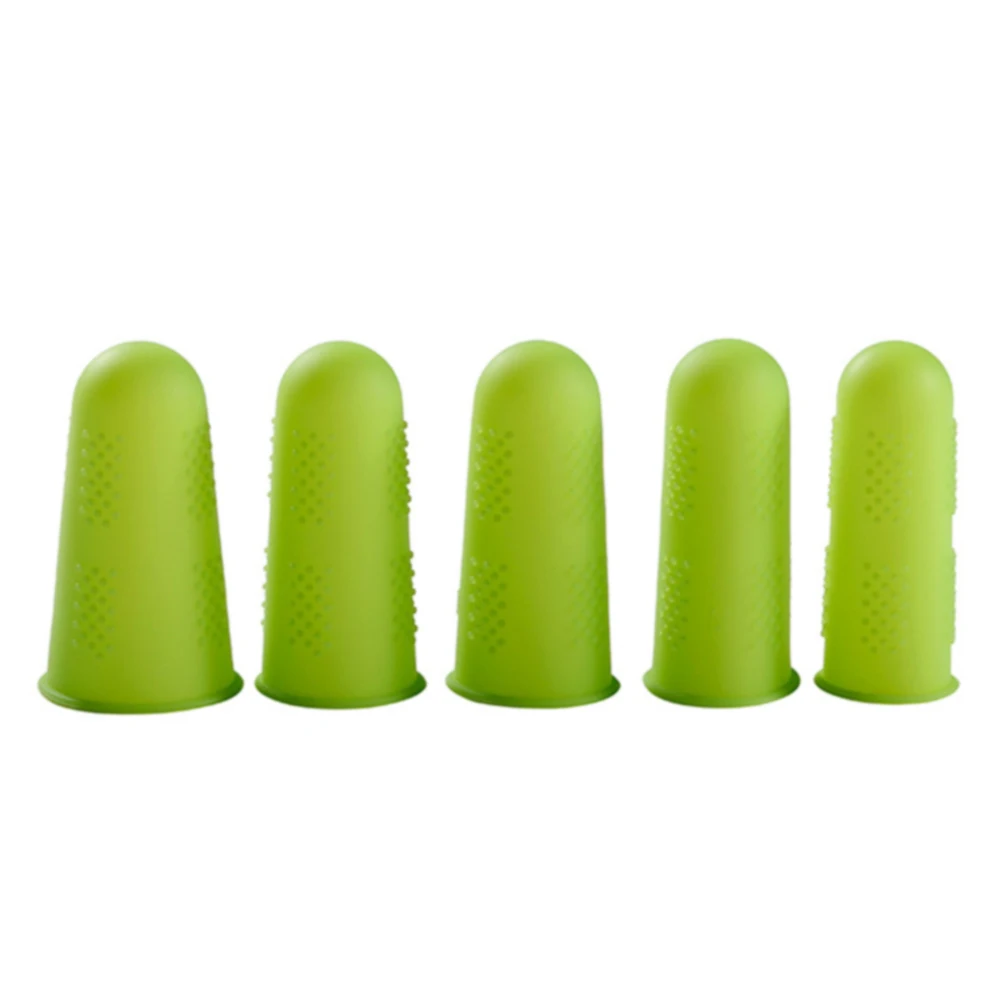 3/5 шт кухонные силиконовые противоскользящие протекторы для пальцев разноцветные кепки термостойкие аксессуары эластичные прочные - Цвет: Green