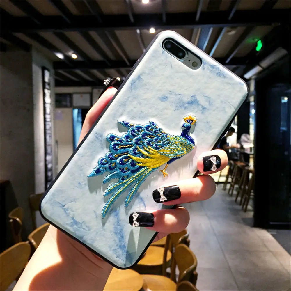Роскошный чехол для телефона с 3D вышивкой iPhone 11 Pro XS MAX X XR рисунком Фламинго